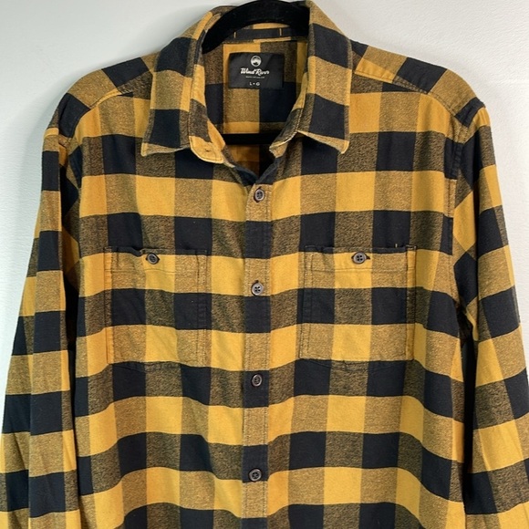 Wind River Mens Buffalo Plaid Shirt Yellow Black Button Down Long Sleeve Size L - Picture 3 of 14